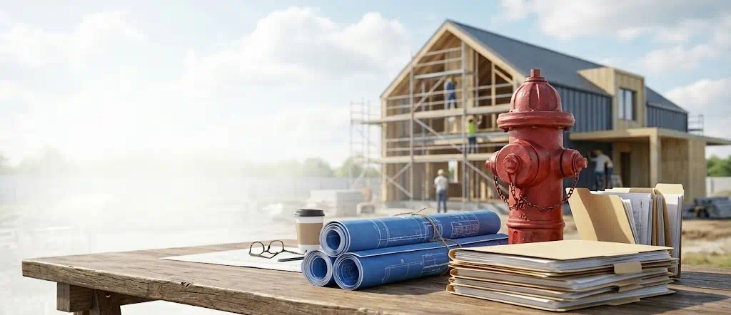 Modernes Wohnhaus im Bauprozess